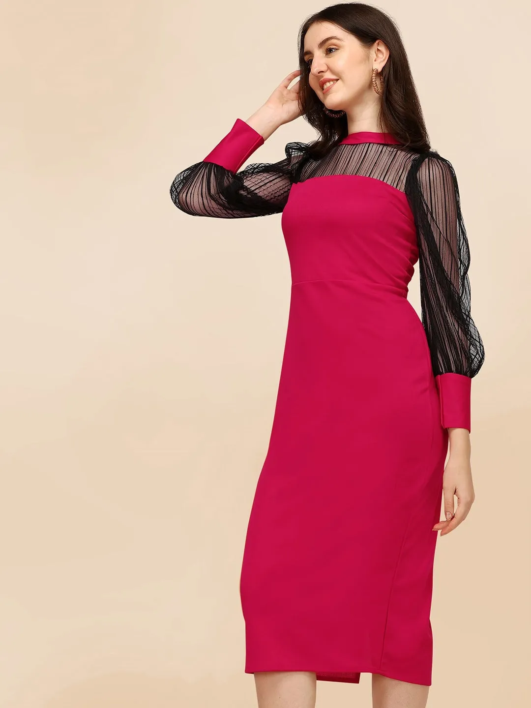 Sophisticated Knit Sheath Midi Dress