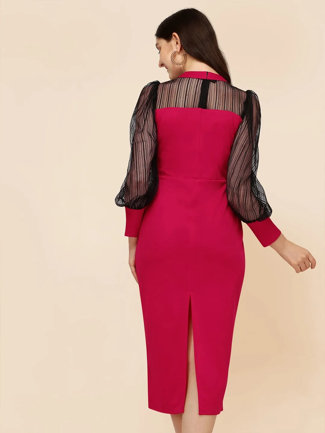 Sophisticated Knit Sheath Midi Dress
