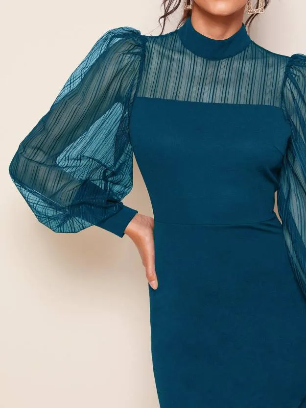 Sophisticated Knit Sheath Midi Dress