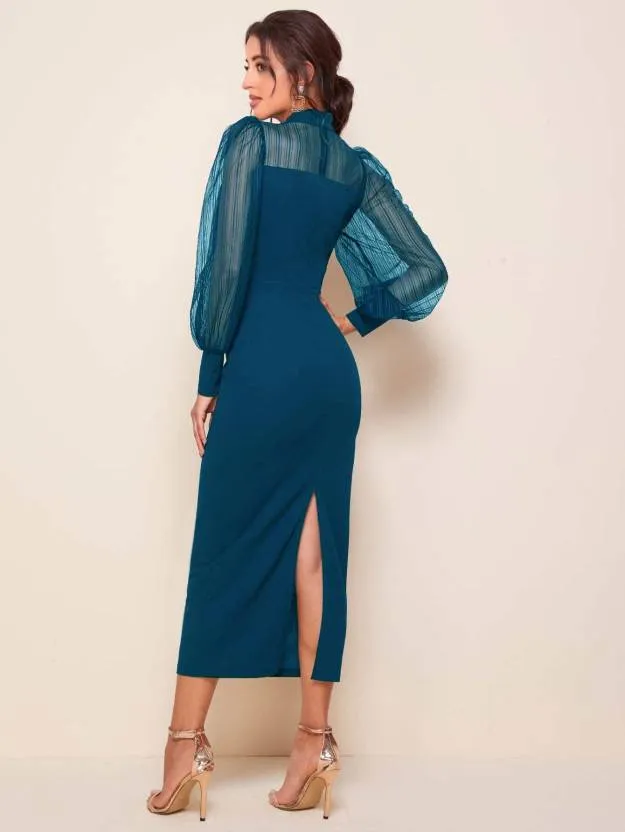 Sophisticated Knit Sheath Midi Dress