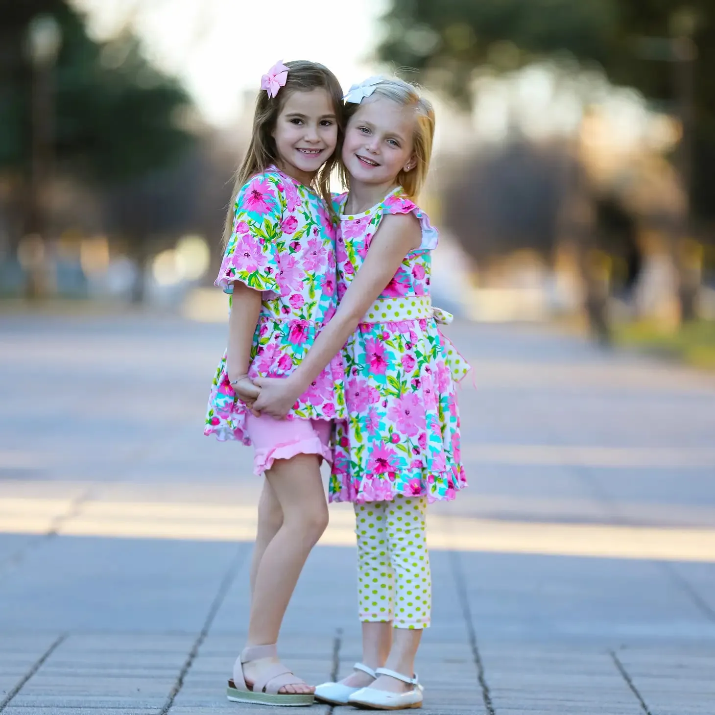 Spring Floral Dress Polka Dot Capri Leggings