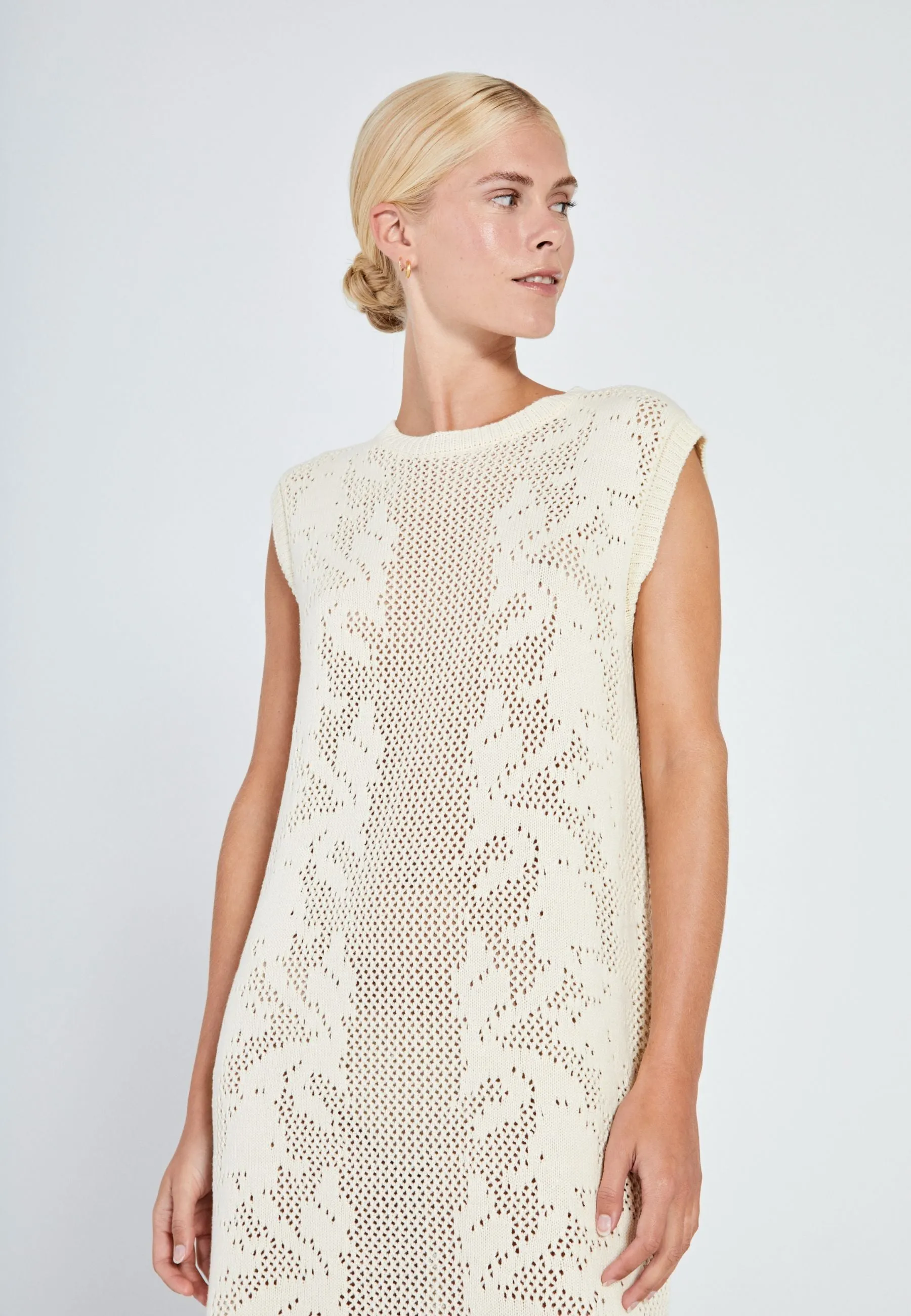Stilla crochet knit dress - Off-white