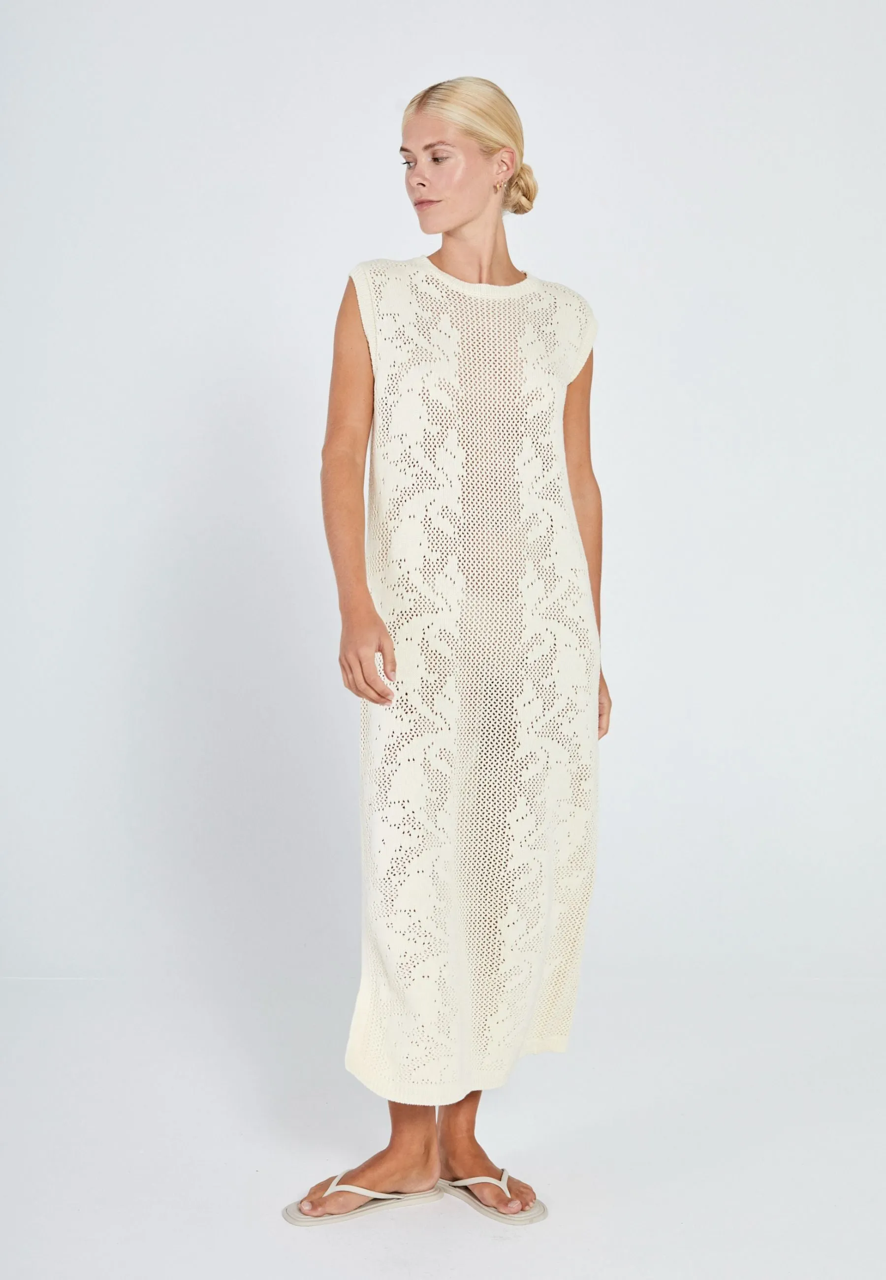Stilla crochet knit dress - Off-white