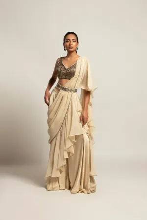 Sublime Ivory  attached dupatta & pants  with blouse along with the waistband