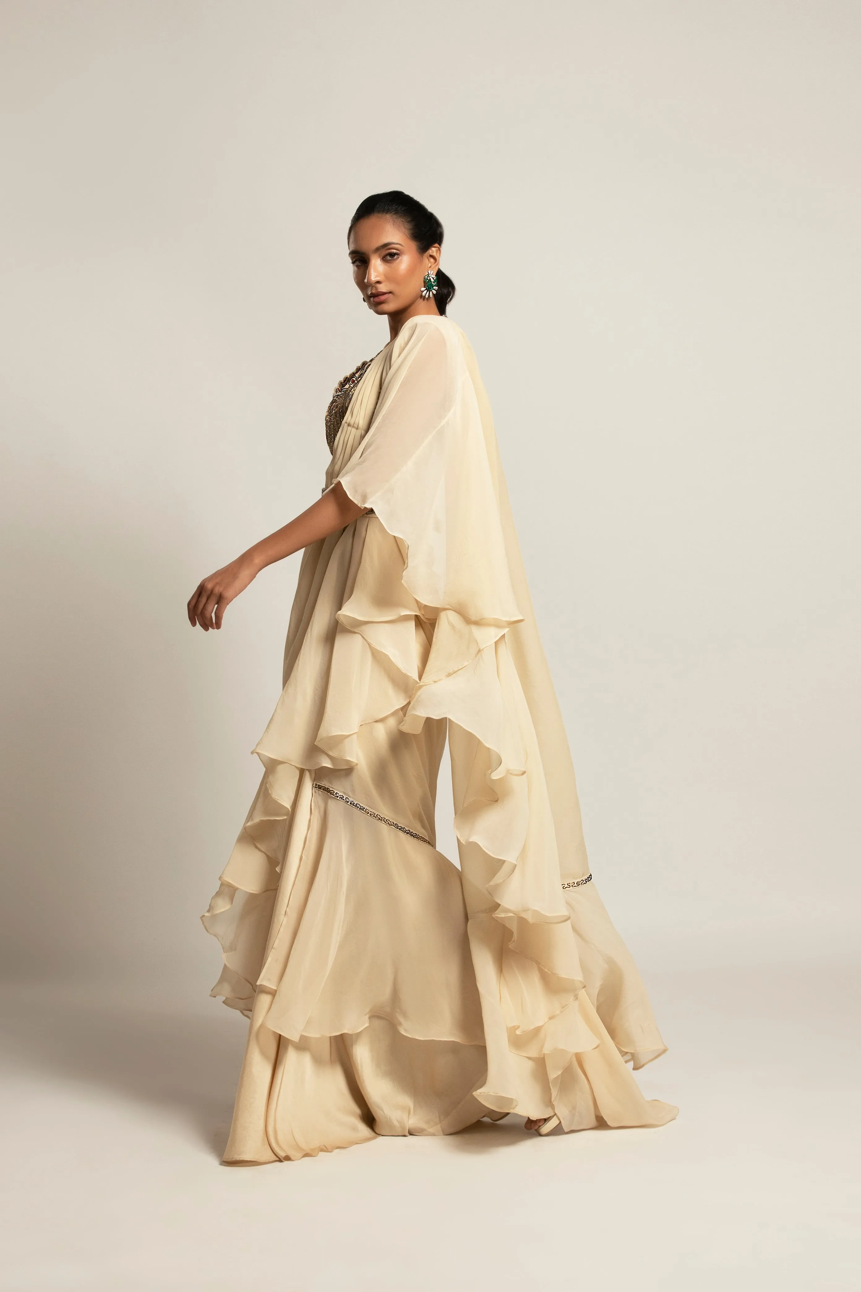 Sublime Ivory  attached dupatta & pants  with blouse along with the waistband