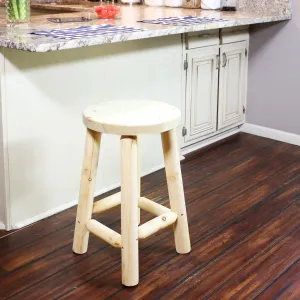 Sunnydaze Round Backless Wooden Bar Stool - 24" H