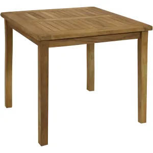 Sunnydaze Teak Square Outdoor Dining Table - Light Stain Finish - 32"