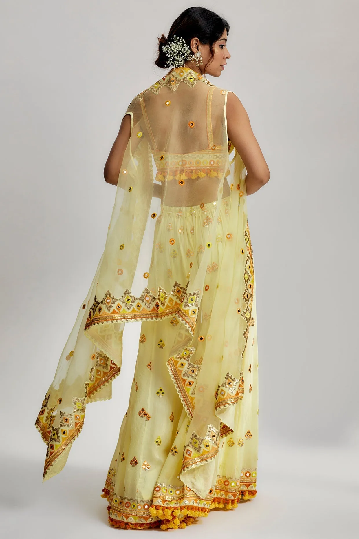 Swanica Cape Set  With Flared Pants