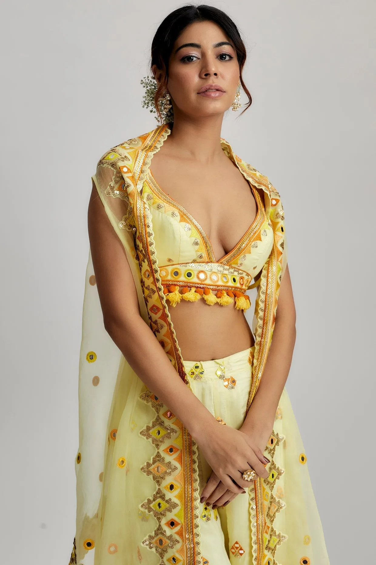 Swanica Cape Set  With Flared Pants