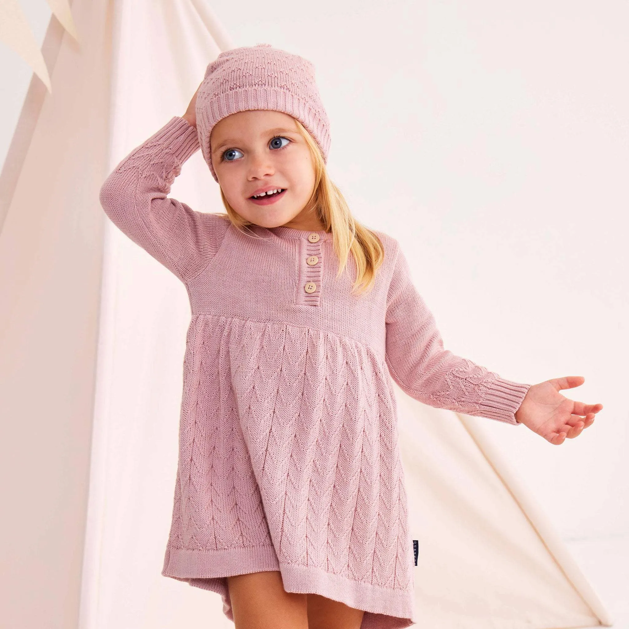 Textured Knit Dress Dusty Pink
