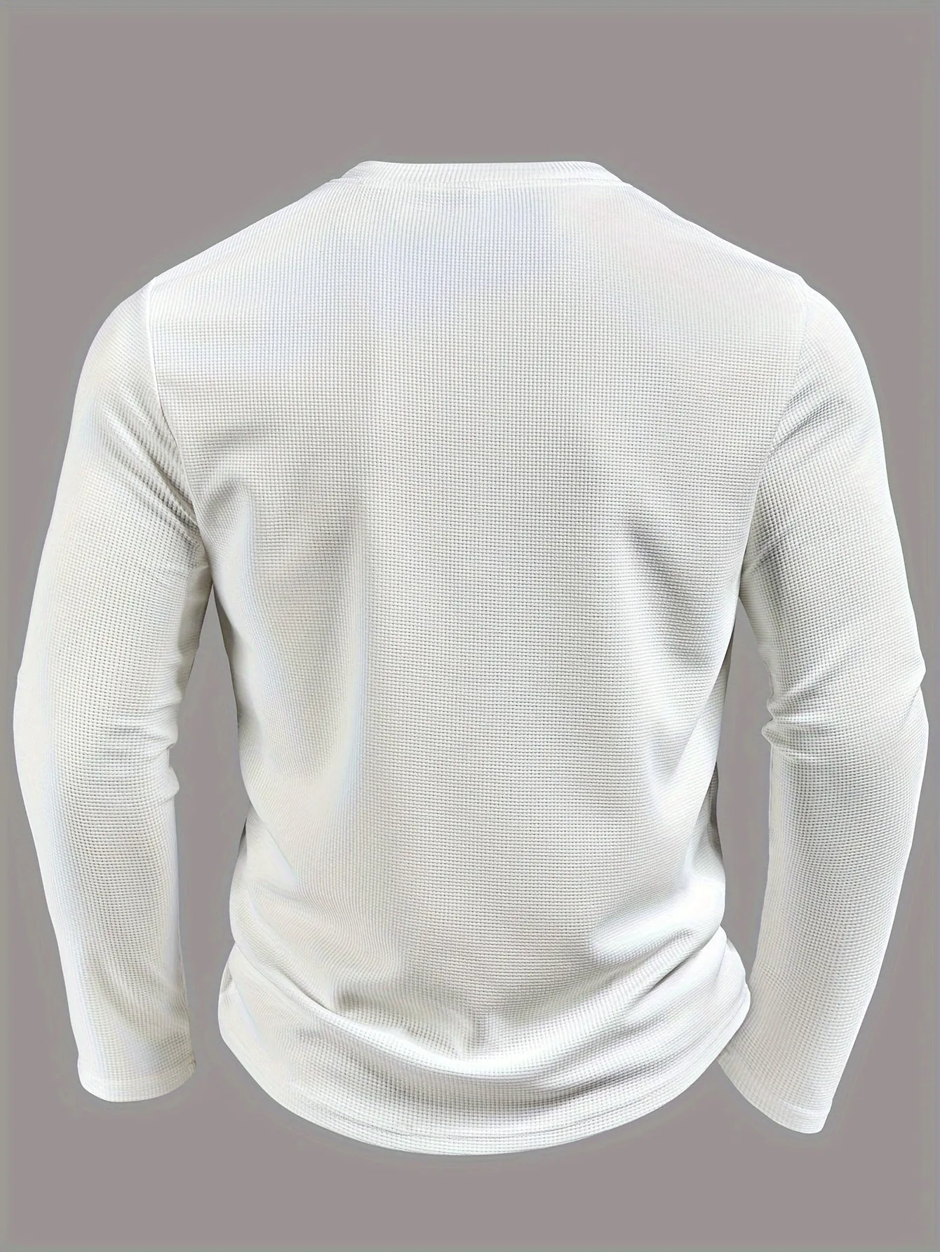Truimen - Heren Casual Wafelgebreide Lange Mouw Henley Shirt met Knoopsluiting
