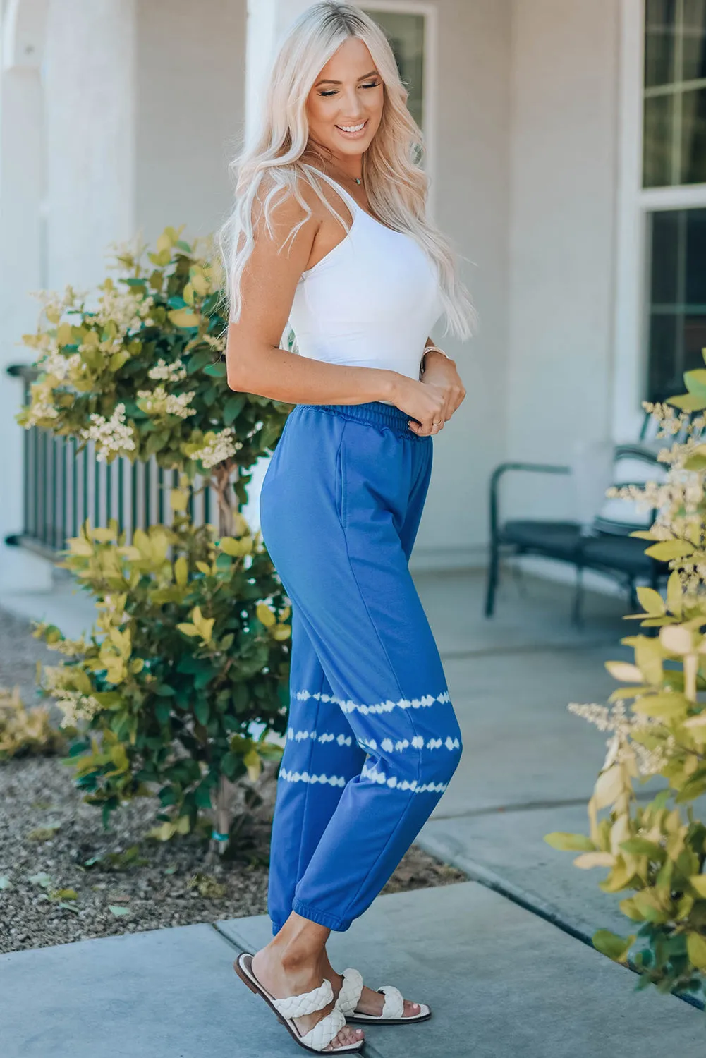 Two-Tone Elastic Waist Jogger Pants