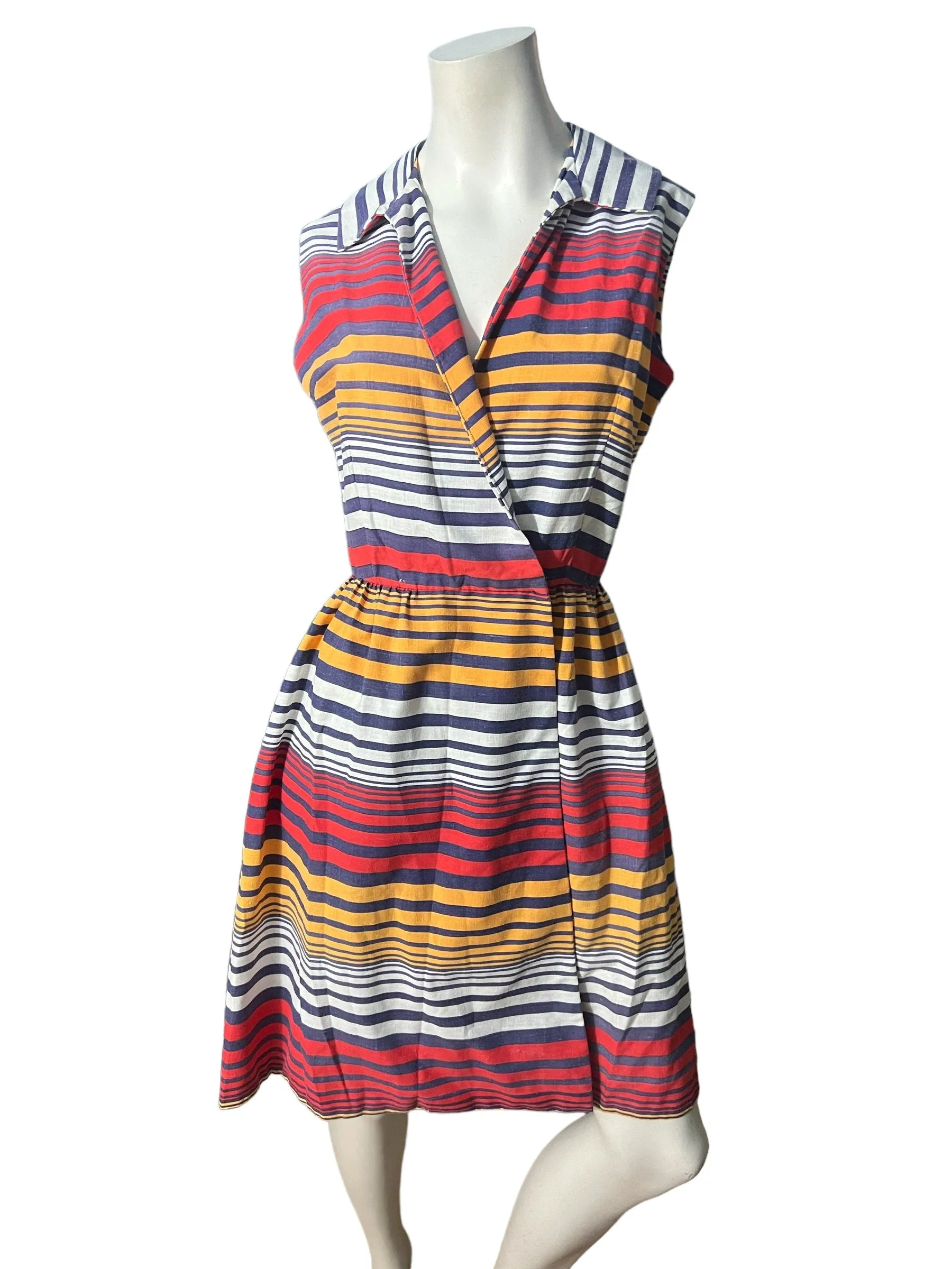 Vintage 60's striped wrap dress M Jeune Leique by Cherberg