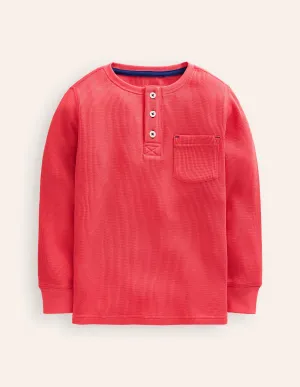 Waffle Henley T-Shirt-Jam Red