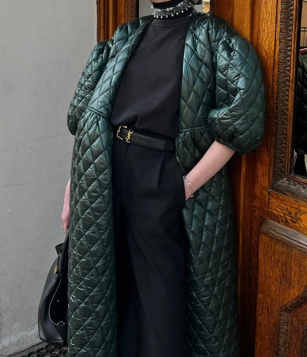 Waffle Loose Long Cotton Coat