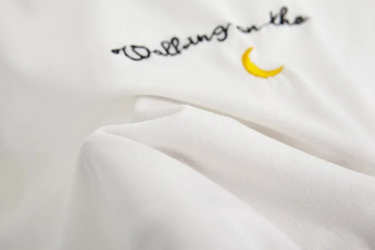 Walking On The Moon Embroidered Tee