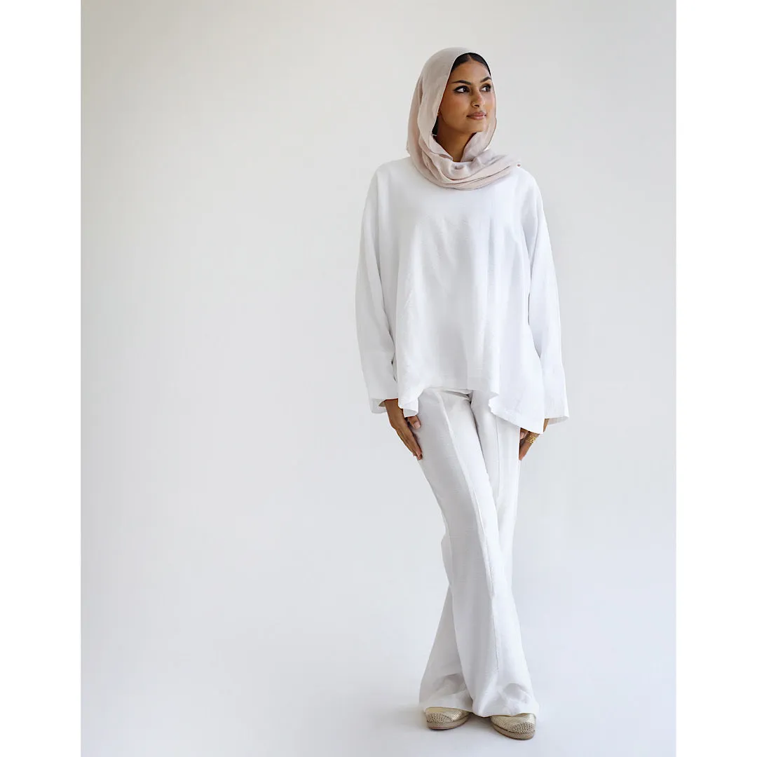 White flared leg co-ord set