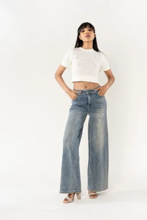 Wholesale High Waist Wide Leg Flare Jeans