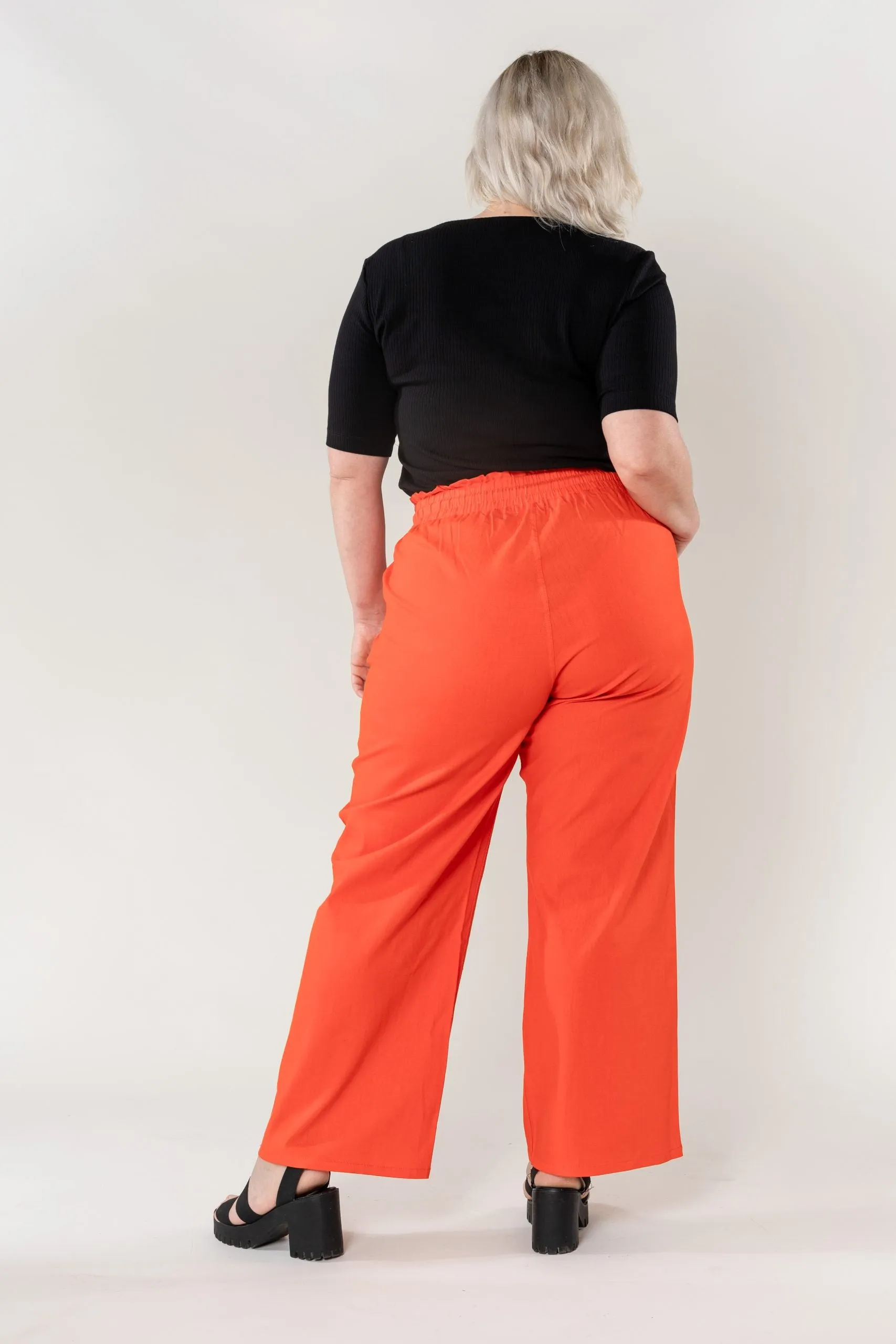 Wholesale Wide Linen Style Orange Pants