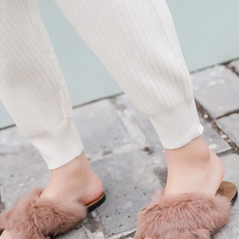 Women's Autumn/Winter Casual Warm Mid Waist Pants