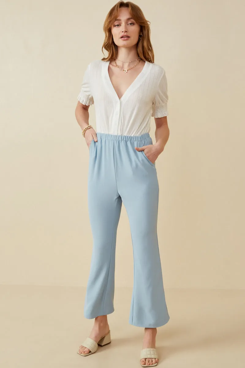 Womens Elastic Waist Flared Bottom Pants