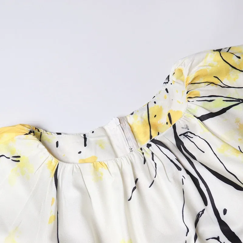 Women's Summer High-Waist Polyester A-Line O-Neck Dress