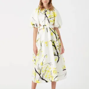 Women's Summer High-Waist Polyester A-Line O-Neck Dress
