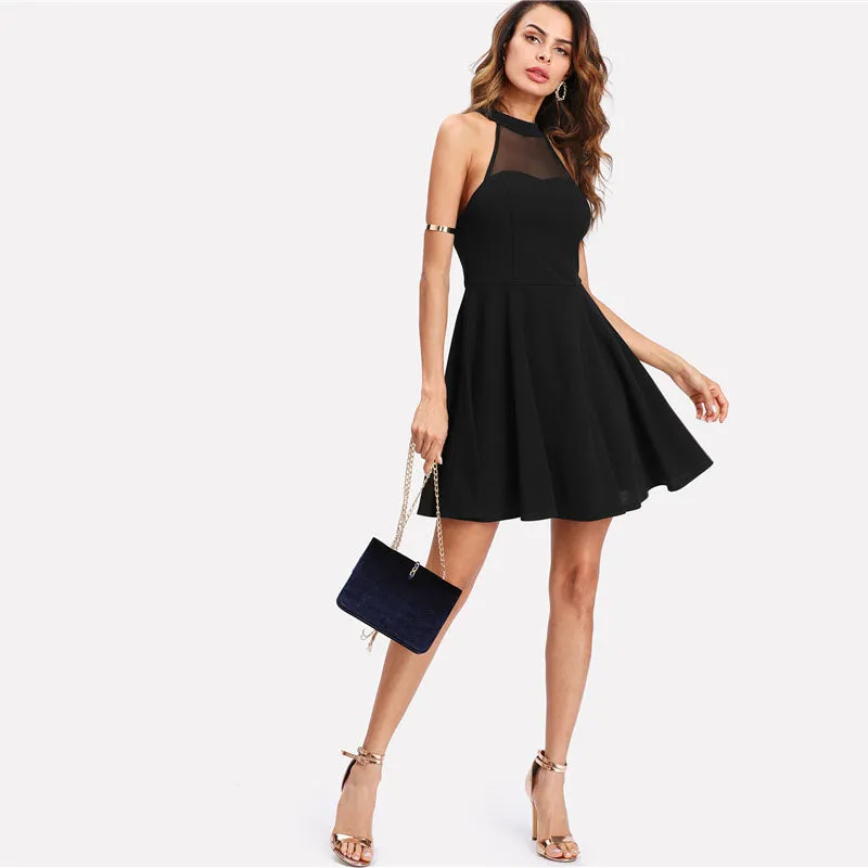 Women's Summer Open-Back Sleeveless A-Line Short Dress