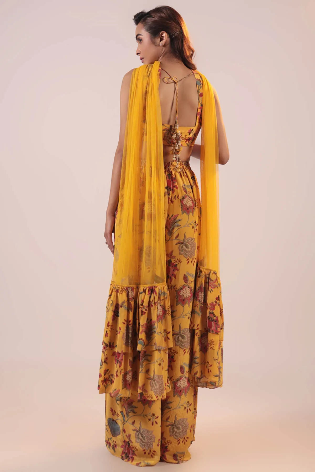 Yellow Crop Top & Pant Set