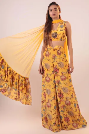 Yellow Crop Top & Pant Set