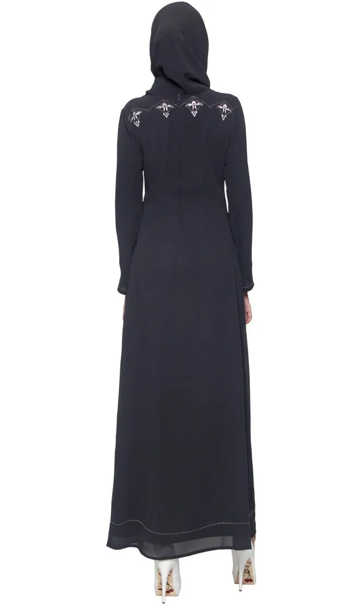 Zaira Embroidered Formal Muslim Evening Dress - Gray - FINAL SALE